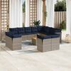 vidaXL 13-delige Loungeset met kussens poly rattan grijs