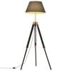 vidaXL Vloerlamp driepoot 141 cm massief teakhout zwart en goudkleurig