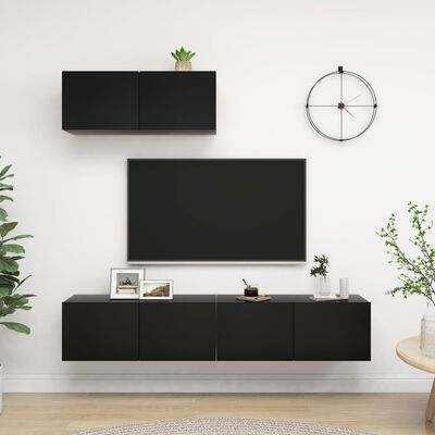 vidaXL Tv-meubelen 3 st spaanplaat zwart
