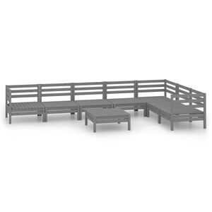 vidaXL 8-delige Loungeset massief grenenhout grijs