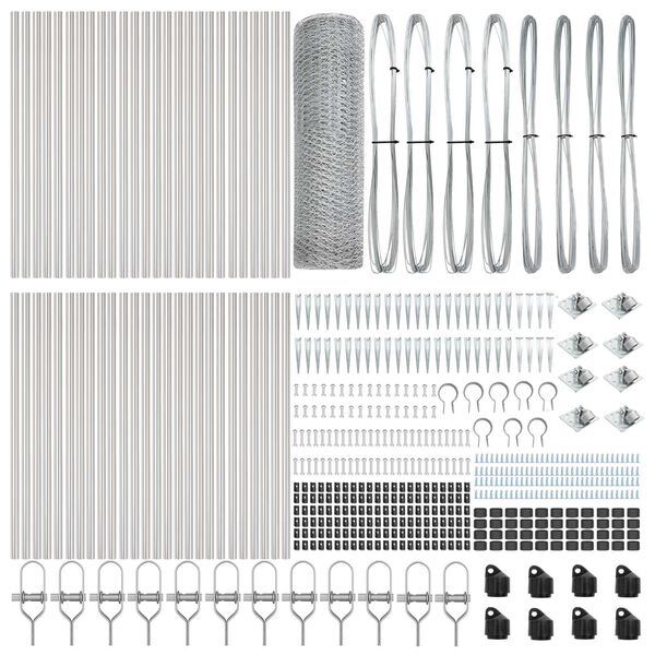 vidaXL Afrasteringspaal Zilver 100 x 1 m (25 mm gaas) Staal