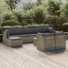 vidaXL 10-delige Loungeset met kussens poly rattan grijs