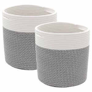 vidaXL Opbergmanden 2 st &Oslash; 28x28 cm katoen grijs en wit