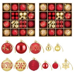 vidaXL Kerstballen set 88 st Rood en Goud &Oslash; 6 cm Kunststof
