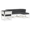 vidaXL 5-delige Loungeset met kussens massief grenenhout wit