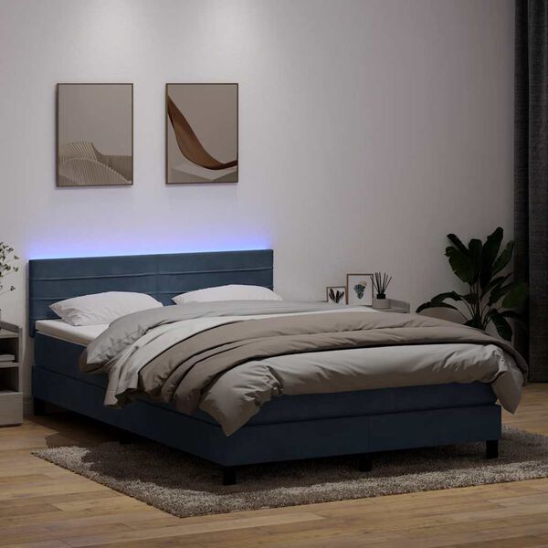 vidaXL Boxspring met matras en LED fluweel donkergrijs 160x210 cm