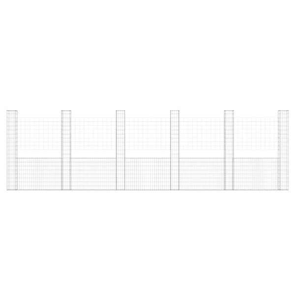 vidaXL Schanskorf U-vormig met 6 palen 620x20x200 cm ijzer