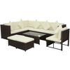 vidaXL 8-delige Loungeset met kussens poly rattan bruin