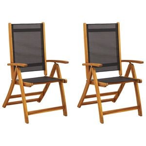 vidaXL Opklapbare stoelen, 2 stuks, van massief acaciahout en textilene.