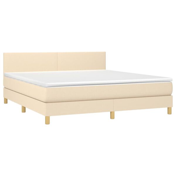 vidaXL Boxspring met matras stof cr&egrave;mekleurig 160x200 cm