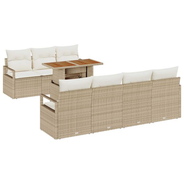 vidaXL Tuin Sofa Set met kussen met kussen 8 pcs Beige en Cr&egrave;me