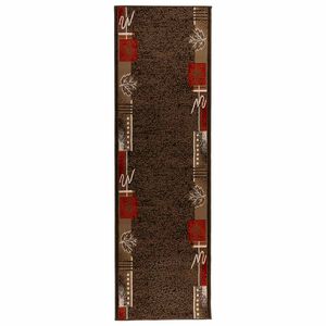 vidaXL Tapijtloper FLORNES Geweven Bruin Bladeren 67 x 350 cm PP 7 mm