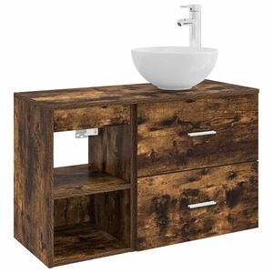 vidaXL Badkamermeubelset 2 st Gerookt eiken Bewerkt hout