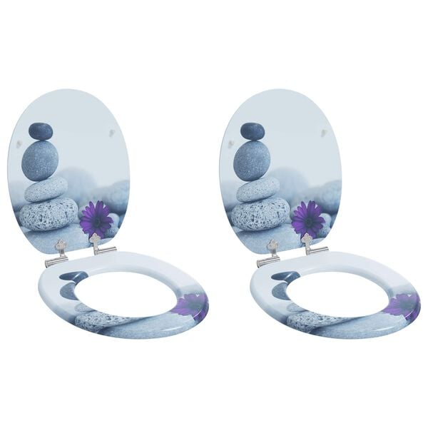 vidaXL Toiletbril 2 pcs Grijs 44 x 38 cm MDF-plaat