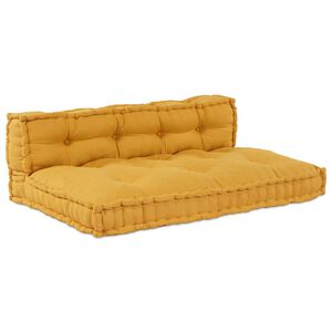 vidaXL Pallet Sofa Kussen 2 st Stof Geel 120 x 80 x 38 cm