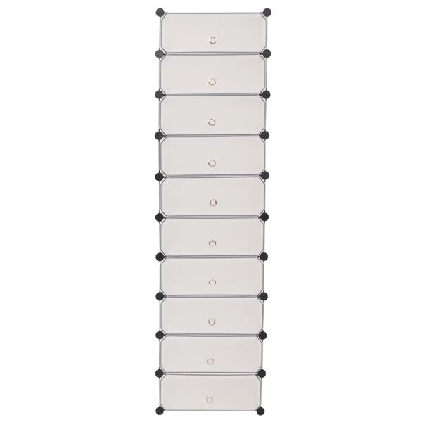 vidaXL Schoenenkast met 10 ineengrijpende vakken wit