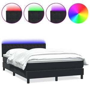 vidaXL Boxspring met matras en LED fluweel zwart 160x210 cm