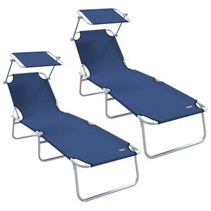vidaXL Ligstoel 2 st Polyester Blauw