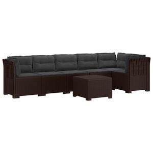 vidaXL 6-Zits Tuin Sofa met Kussens Rattan Look PP Bruin