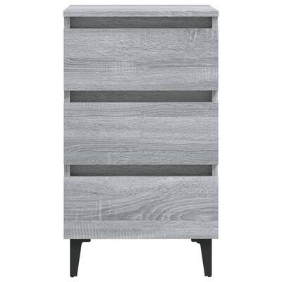 vidaXL Nachtkastje met metalen poten 40x35x69 cm grijs sonoma eiken