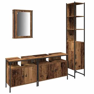vidaXL Badkamermeubelset met plank 4 pcs Oud Hout Bewerkt hout