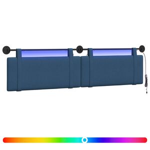 vidaXL Hangend hoofdbord Met LED-verlichting Blauw Stof