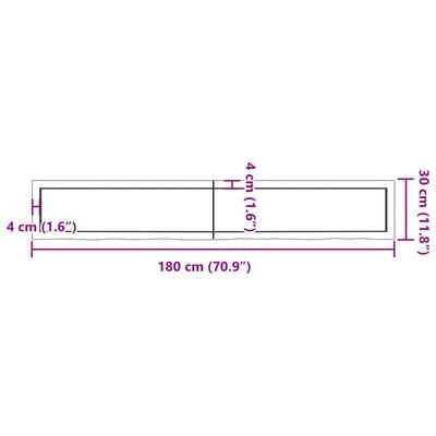 vidaXL Wastafelblad 180x30x(2-4) cm behandeld massief hout lichtbruin