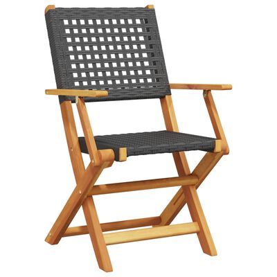 vidaXL Tuinstoelen 2 st massief acaciahout en poly rattan zwart