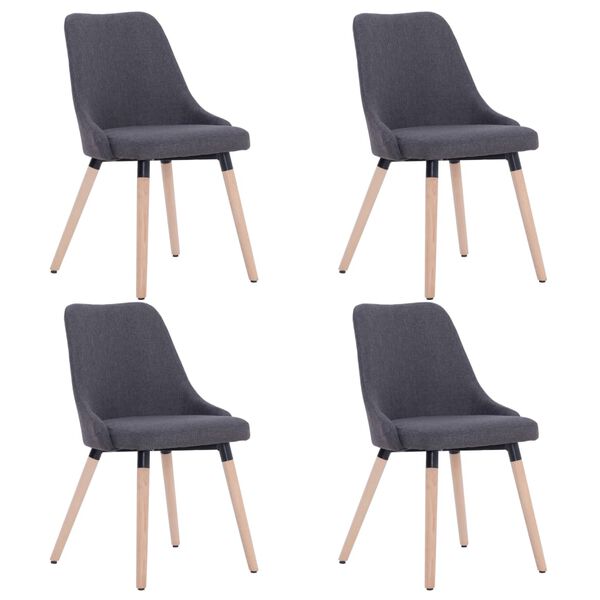 vidaXL Eetkamerstoelen 4 st stof donkergrijs