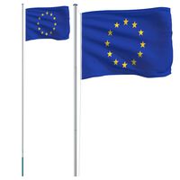 vidaXL Vlag met vlaggenmast Europa 6,23 m aluminium