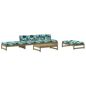 vidaXL 5-delige Loungeset met kussens ge&iuml;mpregneerd grenenhout