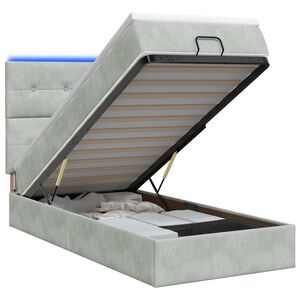 vidaXL Ottoman Bed met Matrassen en LED Lichtgrijs 80 x 200 cm fluweel