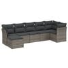 vidaXL 7-delige Loungeset met kussens poly rattan grijs