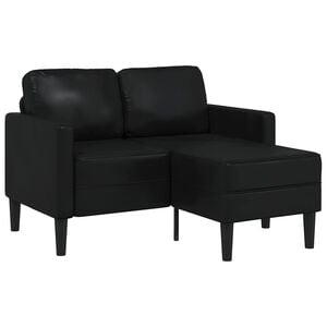 vidaXL Tweezitsbank met chaise longue L-vorm zwart 125 cm kunstleer