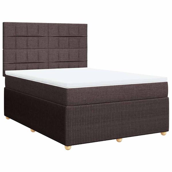 vidaXL Boxspring met matras stof donkerbruin 140x190 cm