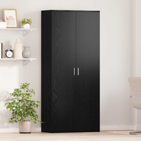 vidaXL Hoogboard Zwart eiken 80 x 35 x 180 cm Bewerkt hout