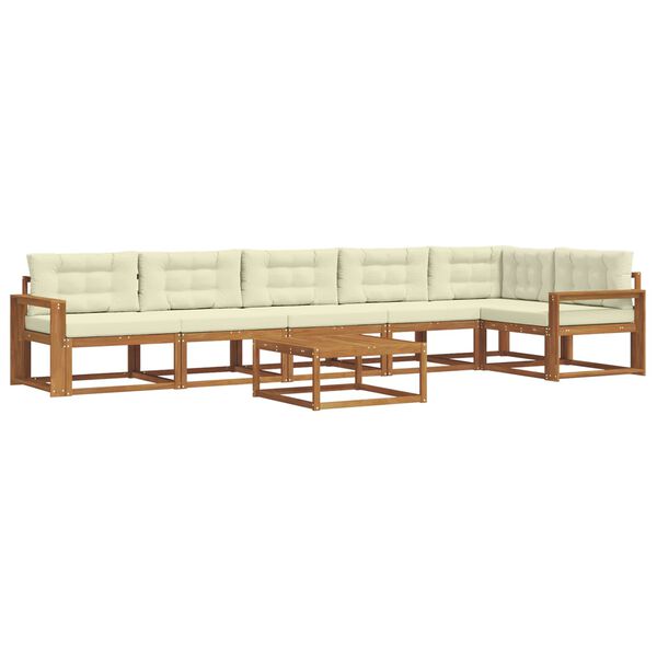 vidaXL Buiten bankenset met kussen 7 pcs Natuurlijk en Cr&egrave;me