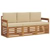 vidaXL Sofa-Sets 3 st Natuurlijk en Beige Massief Acaciahout