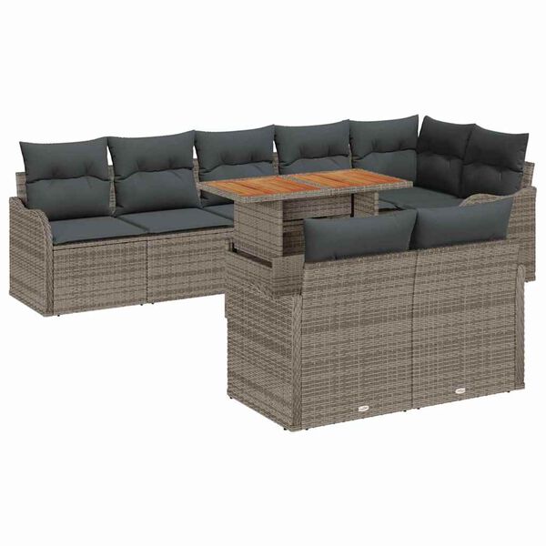 vidaXL Tuin Sofa Set met kussen 9 pcs Grijs