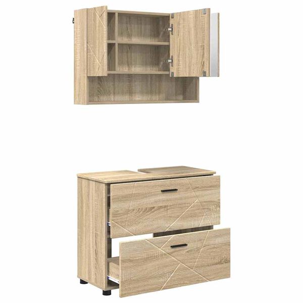 vidaXL Badkamermeubelset 2 pcs Sonoma Eiken Geperst Hout en Metaal