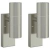 vidaXL Buiten Wandlamp 2 st Zilver 7 x 10 x 22 cm RVS en Glas