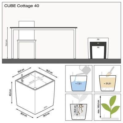 LECHUZA Plantenbak CUBE Cottage 40 ALL-IN-ONE wit