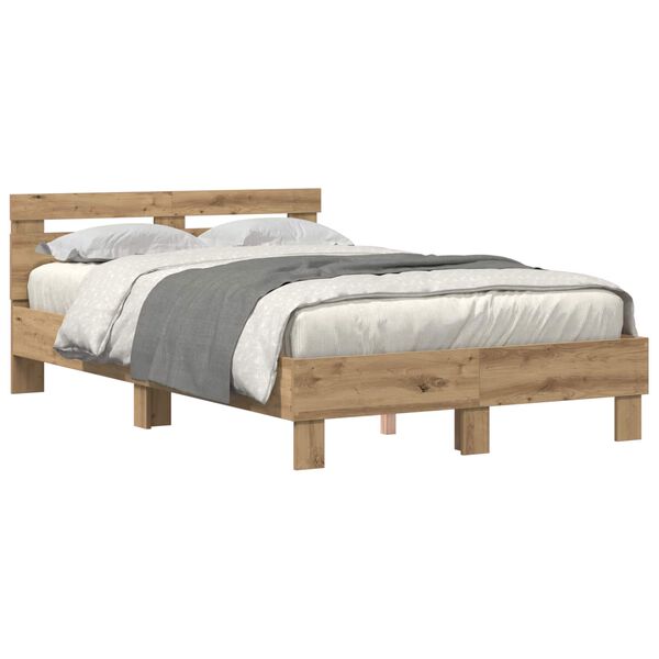 vidaXL Bedframe artisanaal eikenkleurig 120 x 190 cm Bewerkt hout
