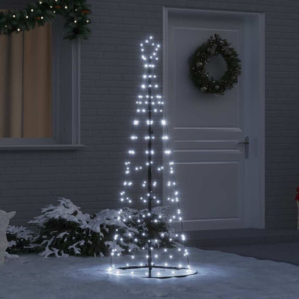 vidaXL LED Kerstboom met 390 LED met grondpennen Koudwit 250 cm IJzer