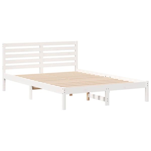 vidaXL Bedframe met hoofdeinde Wit 140 x 220 cm Massief grenenhout