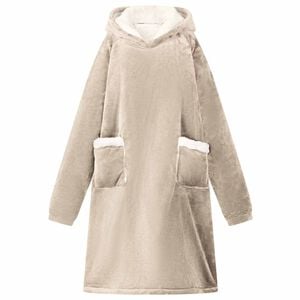 vidaXL Deken hoodie Beige M Fleece en Flanel