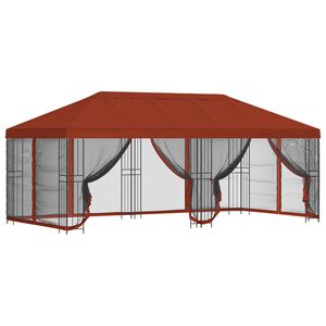 vidaXL Paviljoen met zijwanden 6 x 3 m Terracotta Polyester en staal