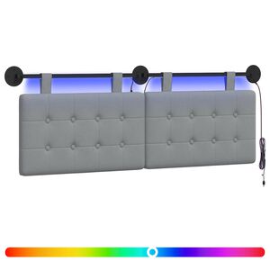 vidaXL Hangend hoofdbord Met LED-verlichting Lichtgrijs Stof