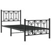 vidaXL Bedframe met hoofd- en voeteneinde metaal zwart 75x190 cm