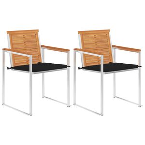 vidaXL Tuinstoelen 2 st met kussens massief acaciahout en staal